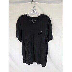 Nautica Men's Short Sleeve dark gray Slim Fit V-Neck T-Shirt sz LG.